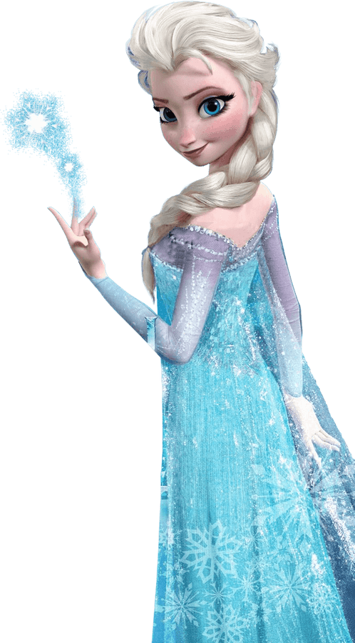 Elsa in her sparkling blue dress