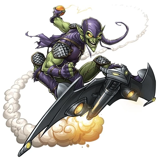 Green Goblin flying on his glider